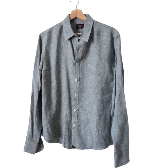 UNTUCKit Men's Button Down Long Sleeve Gray 100% Linen Shirt Medium Slim Fit - Picture 1 of 6